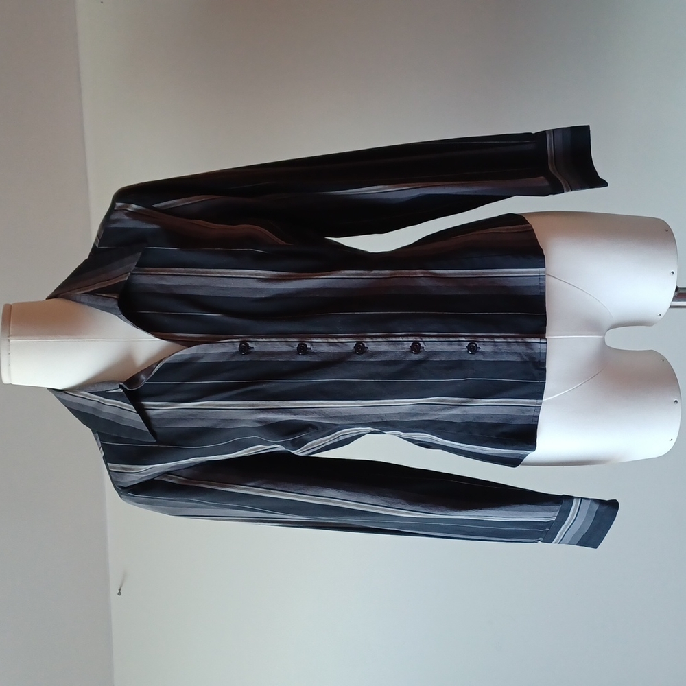 Esprit- Size US Large - Blouse Striped Black and Grey